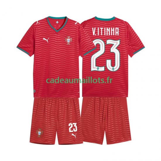 Portugal Maillot avec flocage Vitinha 23 Domicile Coupe du Monde 2026 ,Tenue Enfant MC