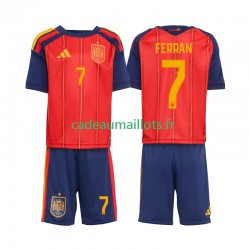 Espagne Maillot avec flocage Ferran Torres 7 Domicile Coupe du Monde 2026 ,Tenue Enfant MC