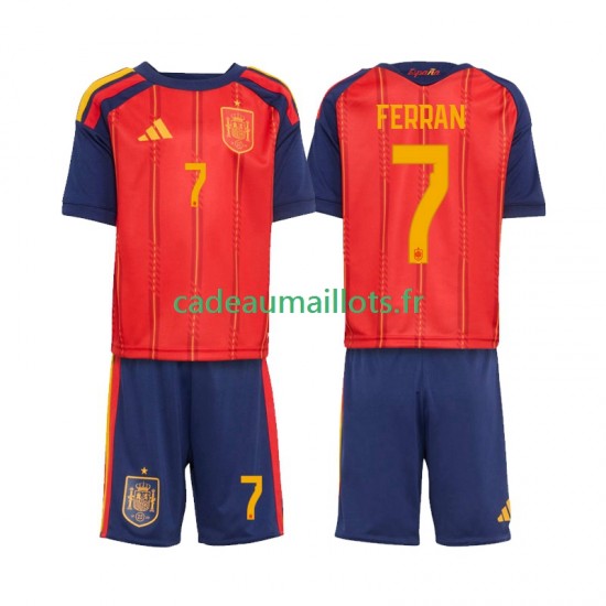 Espagne Maillot avec flocage Ferran Torres 7 Domicile Coupe du Monde 2026 ,Tenue Enfant MC Espagne Maillot avec flocage Ferran Torres 7 Domicile Coupe du Monde 2026 ,Tenue Enfant MC