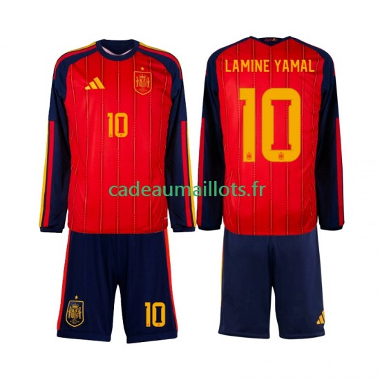 Espagne Maillot avec flocage Lamine Yamal 10 Domicile Coupe du Monde 2026 ,Tenue Enfant ML
