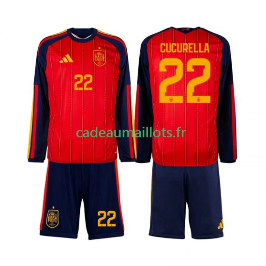 Espagne Maillot avec flocage Marc Cucurella 22 Domicile Coupe du Monde 2026 ,Tenue Enfant ML