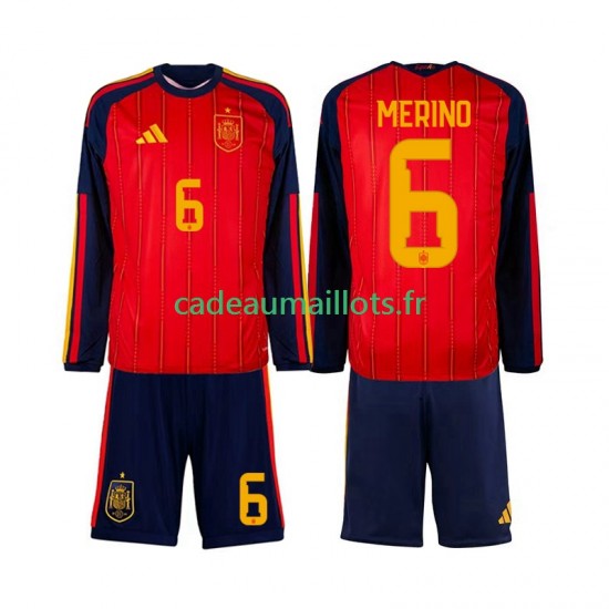 Espagne Maillot avec flocage Mikel Merino 6 Domicile Coupe du Monde 2026 ,Tenue Enfant ML