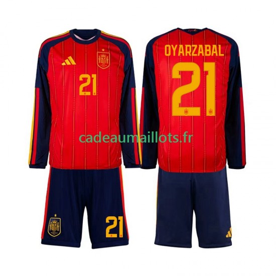 Espagne Maillot avec flocage Mikel Oyarzabal 21 Domicile Coupe du Monde 2026 ,Tenue Enfant ML