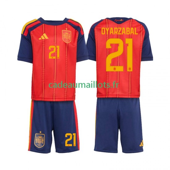 Espagne Maillot avec flocage Mikel Oyarzabal 21 Domicile Coupe du Monde 2026 ,Tenue Enfant MC
