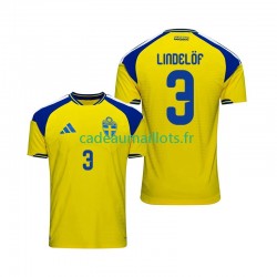 Suède Maillot avec flocage Victor Lindelof 3 Domicile 2026 ,Homme MC