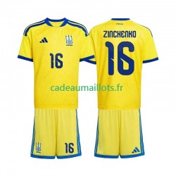 Ukraine Maillot avec flocage Oleksandr Zinchenko 16 Domicile Coupe du Monde 2026 ,Tenue Enfant MC