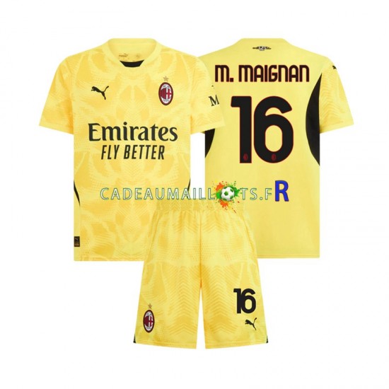 AC Milan Maillot avec flocage Mike Maignan 16 Gardien Extérieur 2024-2025 ,Tenue Enfant MC