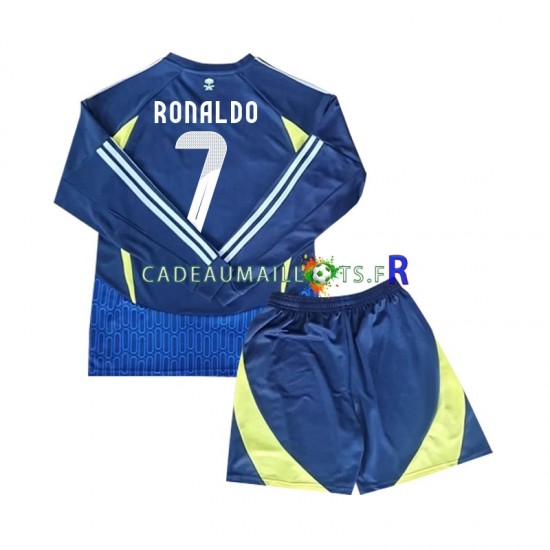 Al-Nassr Maillot avec flocage Cristiano Ronaldo 7 Extérieur 2024-2025 ,Tenue Enfant ML