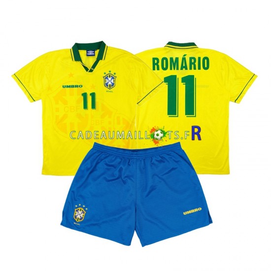 Brésil Maillot avec flocage Romario 11 Rétro Domicile 1994 ,Tenue Enfant MC