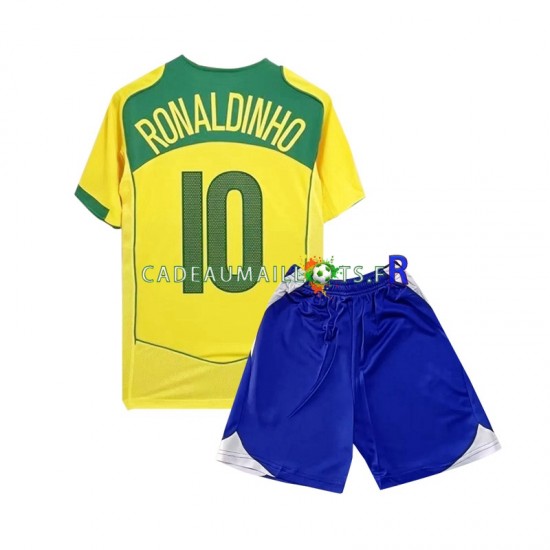 Brésil Maillot avec flocage Ronaldiho 10 Rétro Domicile 1999 ,Tenue Enfant MC