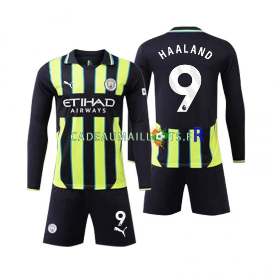 Manchester City Maillot avec flocage Erling Haaland 9 Extérieur 2024-2025 ,Tenue Enfant ML