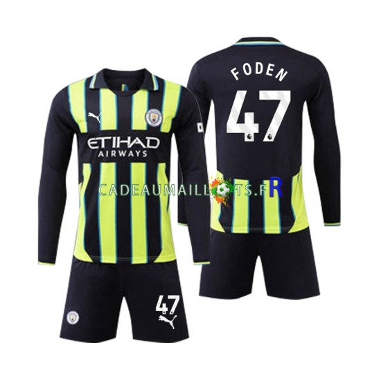 Manchester City Maillot avec flocage Phil Foden 47 Extérieur 2024-2025 ,Tenue Enfant ML