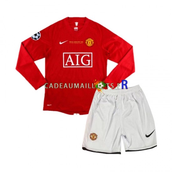 Manchester United Maillot avec flocage Champion League Rétro Domicile 2007 ,Tenue Enfant ML