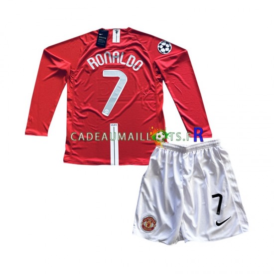 Manchester United Maillot avec flocage Cristiano Ronaldo 7 Champion League Rétro Domicile 2007 ,Tenue Enfant ML