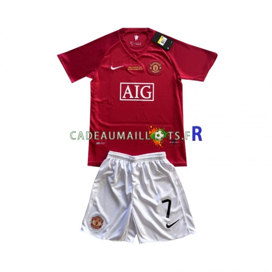 Manchester United Maillot avec flocage Cristiano Ronaldo 7 Champion League Rétro Domicile 2007 ,Tenue Enfant MC