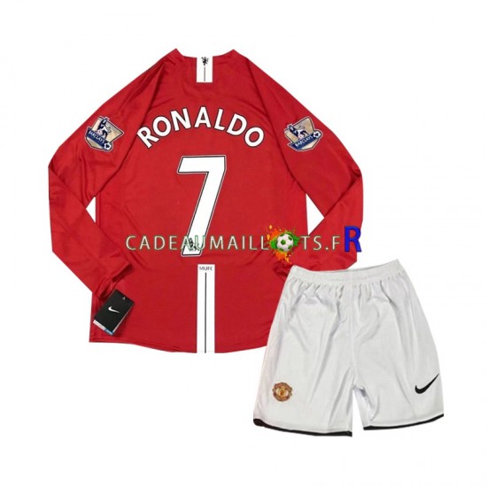 Manchester United Maillot avec flocage Cristiano Ronaldo 7 Rétro Domicile 2007 ,Tenue Enfant ML