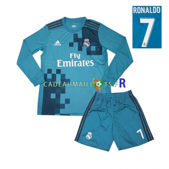 Real Madrid Maillot avec flocage Cristiano Ronaldo 7 Rétro 3ème 2017 ,Tenue Enfant ML