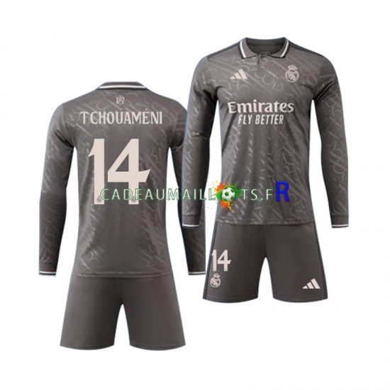 Real Madrid Maillot avec flocage Tchouameni 14 Extérieur 2024-2025 ,Tenue Enfant ML