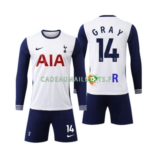 Maillot avec flocage Tottenham Spurs Gray 14 Domicile 2024-2025 ,Tenue Enfant ML