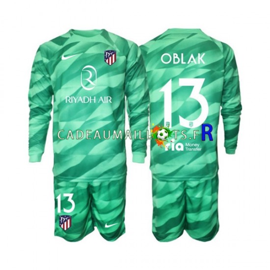 Atlético Madrid Maillot avec flocage Vert Jan Oblak 13 Gardien Extérieur 2023-2024 ,Tenue Enfant ML