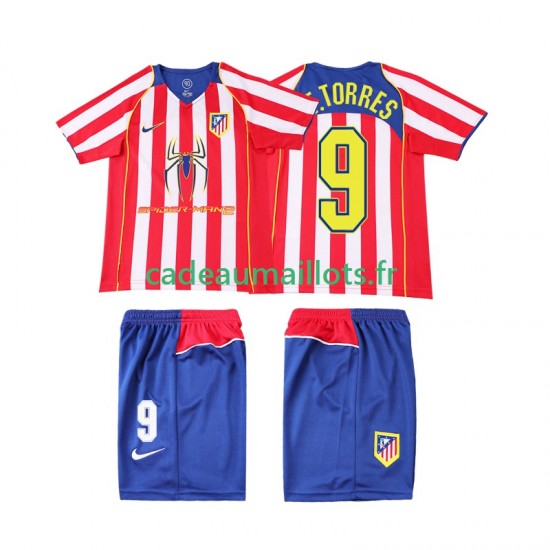 Atlético Madrid Maillot avec flocage F TORRES 9 Rétro Domicile 1999 1998 ,Tenue Enfant MC
