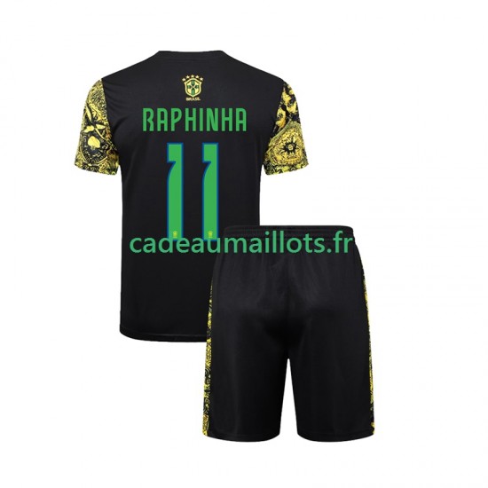 Brésil Maillot avec flocage RAPHINHA 11 Jesus Domicile 2024 ,Tenue Enfant MC