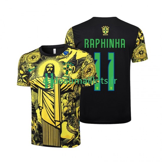 Brésil Maillot avec flocage RAPHINHA 11 Jesus Domicile 2024 ,Homme MC