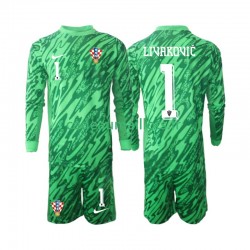 Croatie Maillot avec flocage DOMINIK LIVAKOVIC 1 Gardien Extérieur 2024 ,Tenue Enfant ML