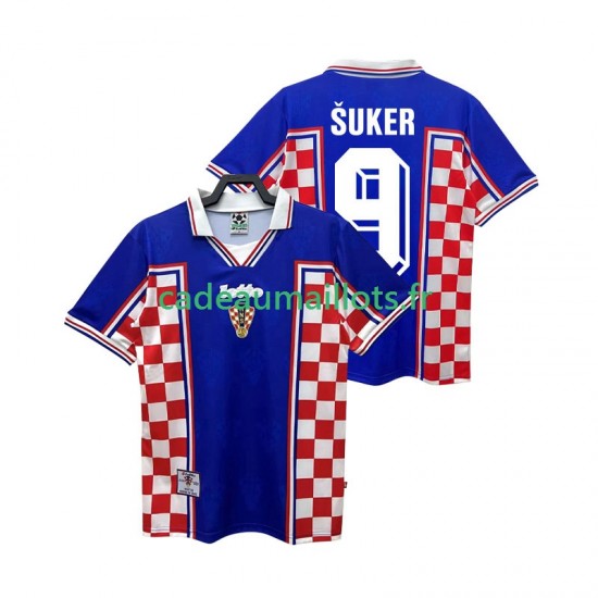 Croatie Maillot avec flocage SUKER 9 Rétro Extérieur 1988 ,Homme MC