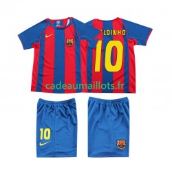 FC Barcelone Maillot avec flocage RONALDINHO 10 Rétro Domicile 1999 ,Tenue Enfant MC
