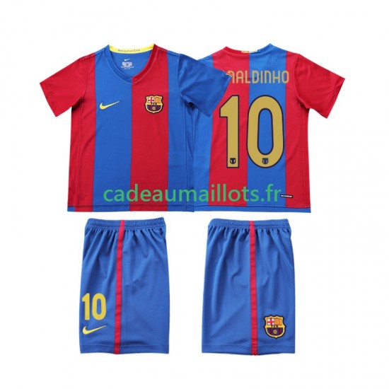FC Barcelone Maillot avec flocage RONALDINHO 10 Rétro Domicile 2006 2007 ,Tenue Enfant MC