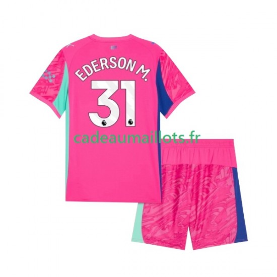 Manchester City Maillot avec flocage Ederson Moraes 31 Gardien Extérieur 2025-2026 ,Tenue Enfant MC