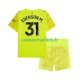 Manchester City Maillot avec flocage Ederson Moraes 31 Gardien 3ème 2025-2026 ,Tenue Enfant MC