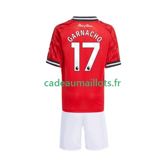 Manchester United Maillot avec flocage Alejandro Garnacho 17 Domicile 2025-2026 ,Tenue Enfant MC