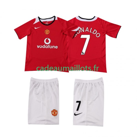 Manchester United Maillot avec flocage Cristiano Ronaldo 7 Rétro Domicile 1999 2006 ,Tenue Enfant MC