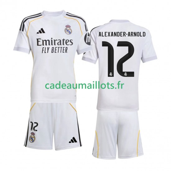 Real Madrid Maillot avec flocage Alexander-Arnold 12 Domicile 2025-2026 ,Tenue Enfant MC