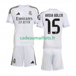 Real Madrid Maillot avec flocage Arda Guler 15 Domicile 2025-2026 ,Tenue Enfant MC