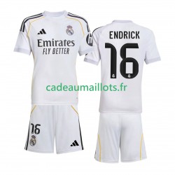 Real Madrid Maillot avec flocage Endrick 16 Domicile 2025-2026 ,Tenue Enfant MC