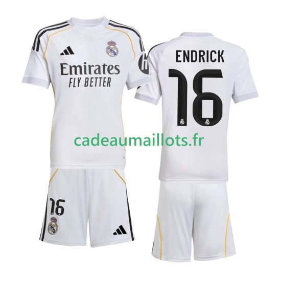 Real Madrid Maillot avec flocage Endrick 16 Domicile 2025-2026 ,Tenue Enfant MC