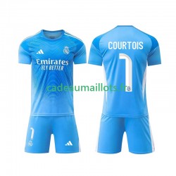 Real Madrid Maillot avec flocage Thibaut Courtois 1 Gardien Domicile 2025-2026 ,Tenue Enfant MC