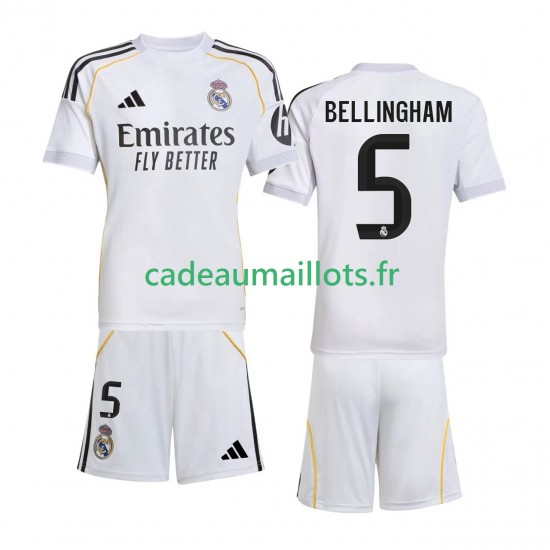 Real Madrid Maillot avec flocage Jude Bellingham 5 Domicile 2025-2026 ,Tenue Enfant MC