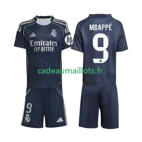 Real Madrid Maillot avec flocage Mbappé Kylian 9 Extérieur 2025-2026 ,Tenue Enfant MC