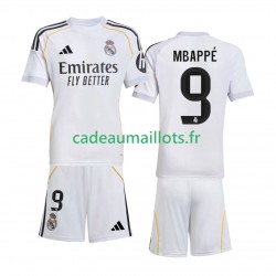 Real Madrid Maillot avec flocage Mbappé Kylian 9 Domicile 2025-2026 ,Tenue Enfant MC