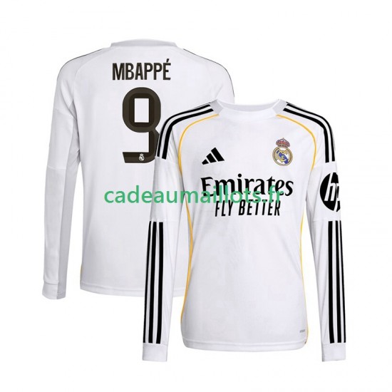 Real Madrid Maillot avec flocage Mbappé Kylian 9 Domicile 2025-2026 ,Homme ML