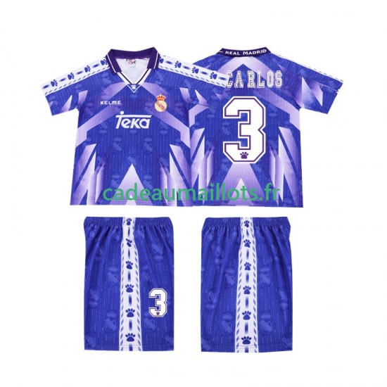 Real Madrid Maillot avec flocage R CARLOS 3 - Rétro Extérieur 1996 2004 ,Tenue Enfant MC