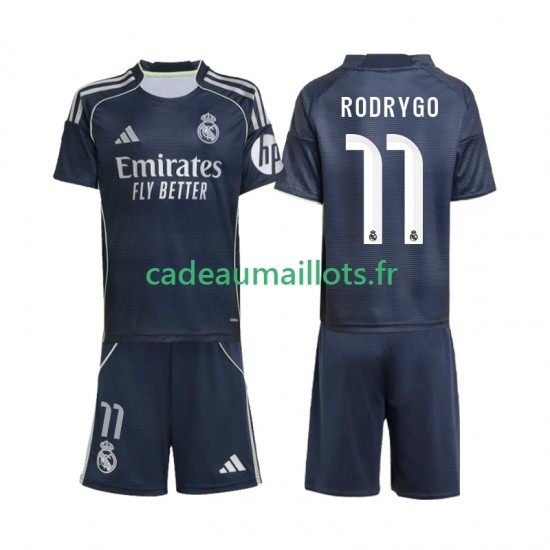 Real Madrid Maillot avec flocage Rodrygo 11 Extérieur 2025-2026 ,Tenue Enfant MC