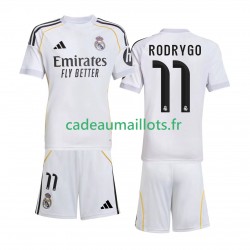 Real Madrid Maillot avec flocage Rodrygo 11 Domicile 2025-2026 ,Tenue Enfant MC