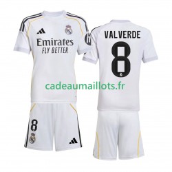 Real Madrid Maillot avec flocage Valverde 8 Domicile 2025-2026 ,Tenue Enfant MC