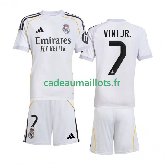 Real Madrid Maillot avec flocage Vinicius Junior 7 Domicile 2025-2026 ,Tenue Enfant MC