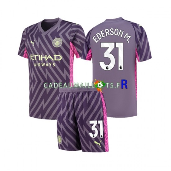 Manchester City Maillot avec flocage Ederson Moraes 31 Gardien Extérieur 2023-2024 ,Tenue Enfant MC